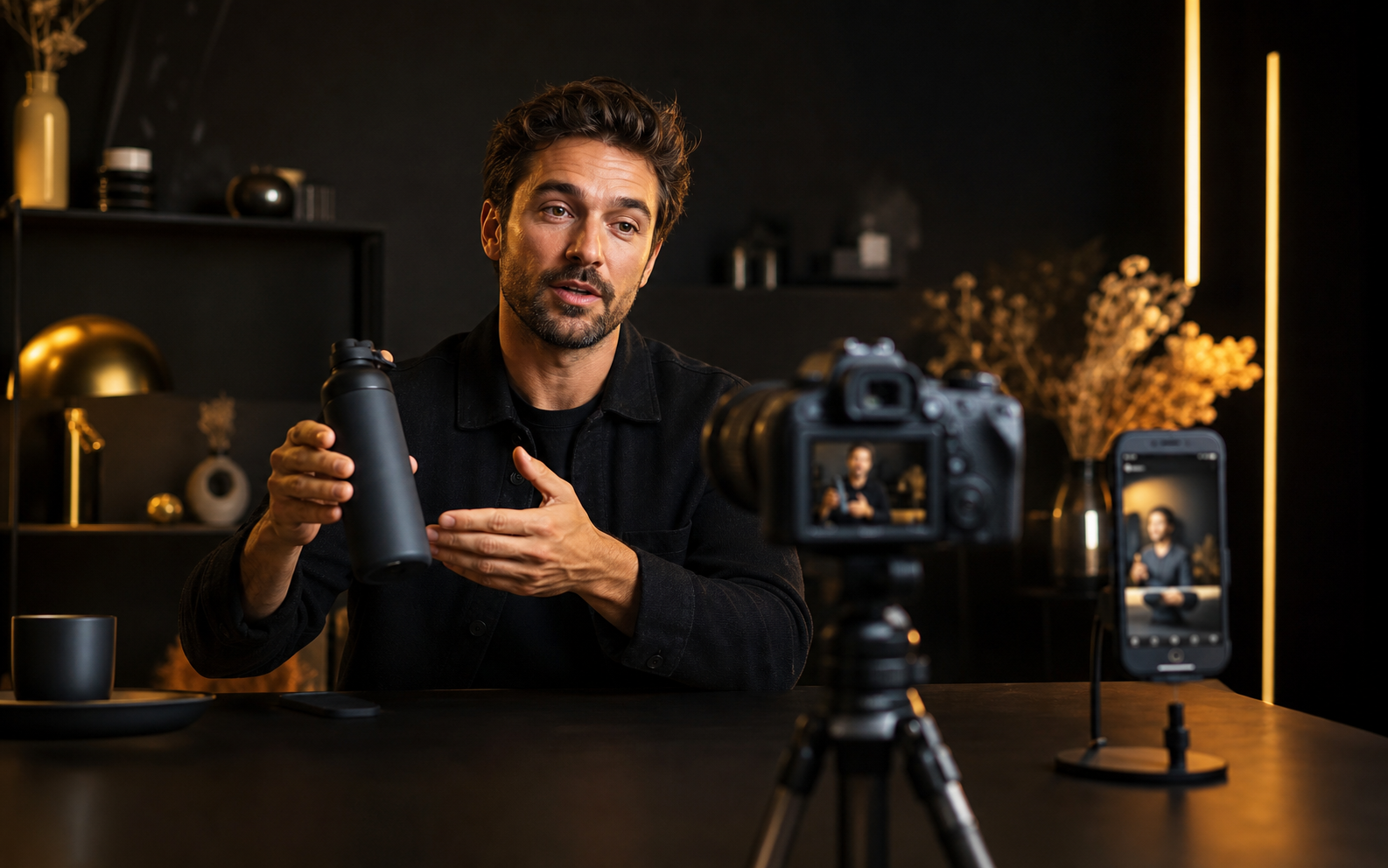 Placement de produit authentique Créateur présentant un produit dans un studio